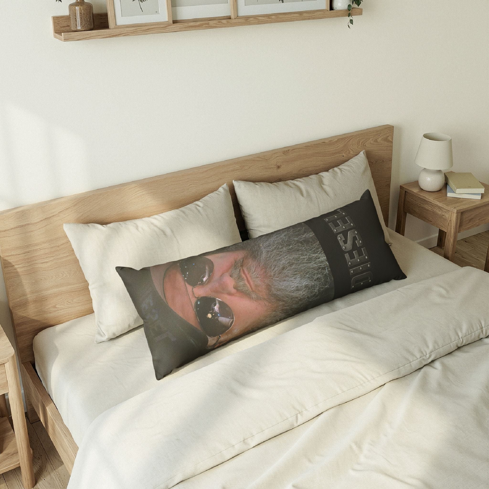 Body Pillow — Diesel Logo & Bearded Biker Face Lumbar Pillow