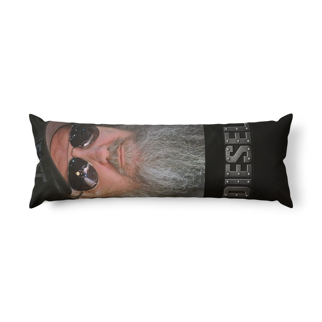 Body Pillow — Diesel Logo & Bearded Biker Face Lumbar Pillow