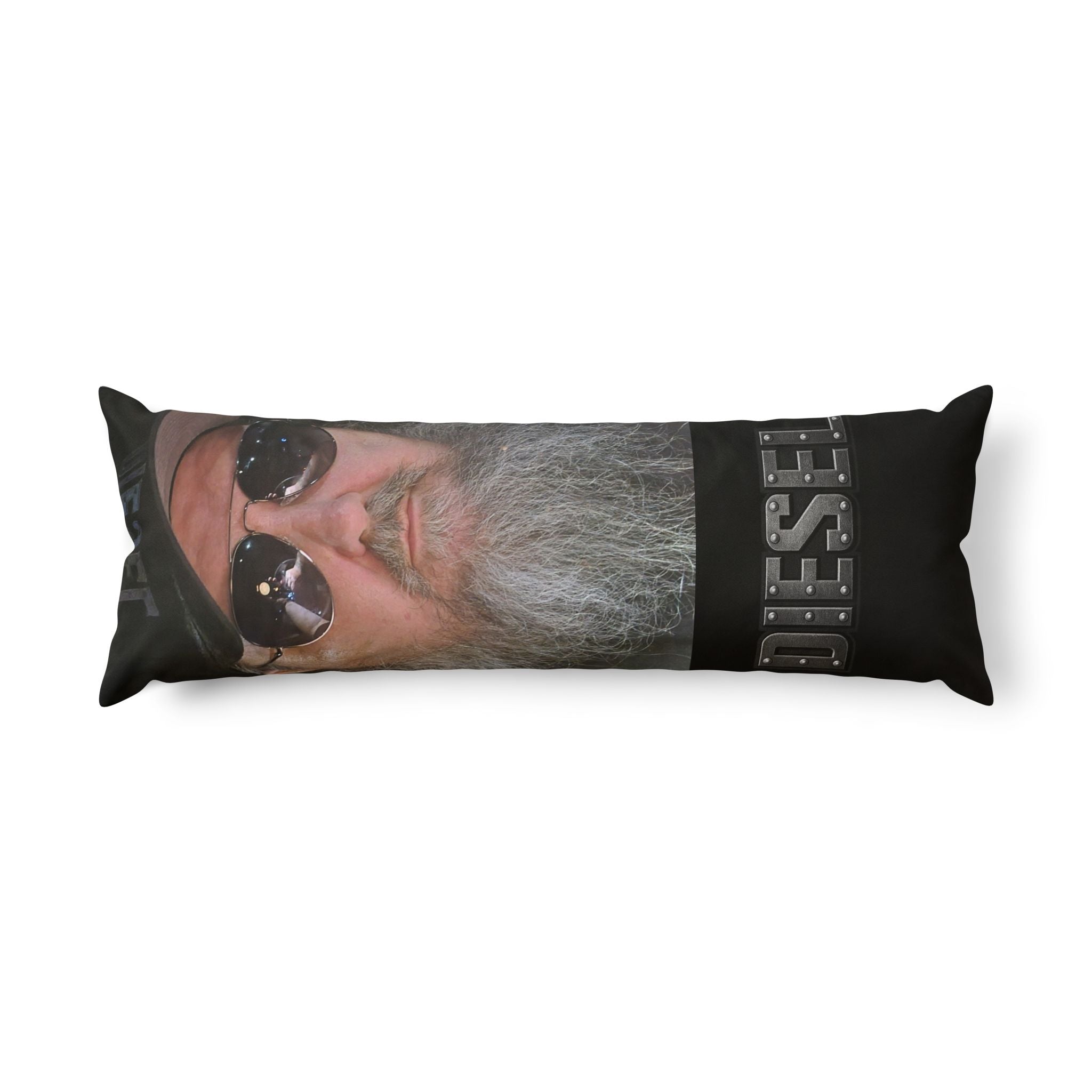 Body Pillow — Diesel Logo & Bearded Biker Face Lumbar Pillow