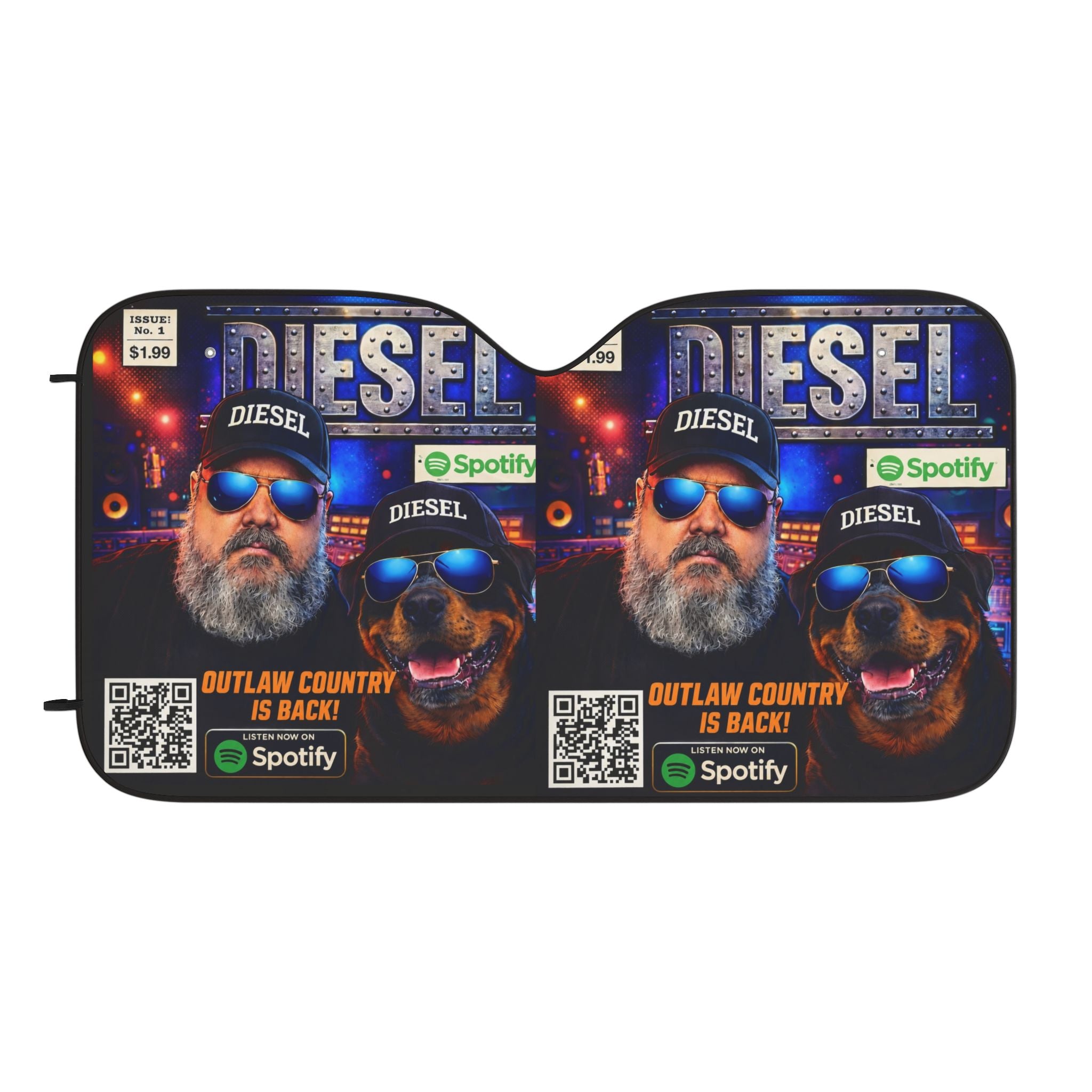 DIESEL Nation Windshield Sun Shade – Outlaw Country Artwork – UV & Heat Protection for Cars, Trucks & SUVs