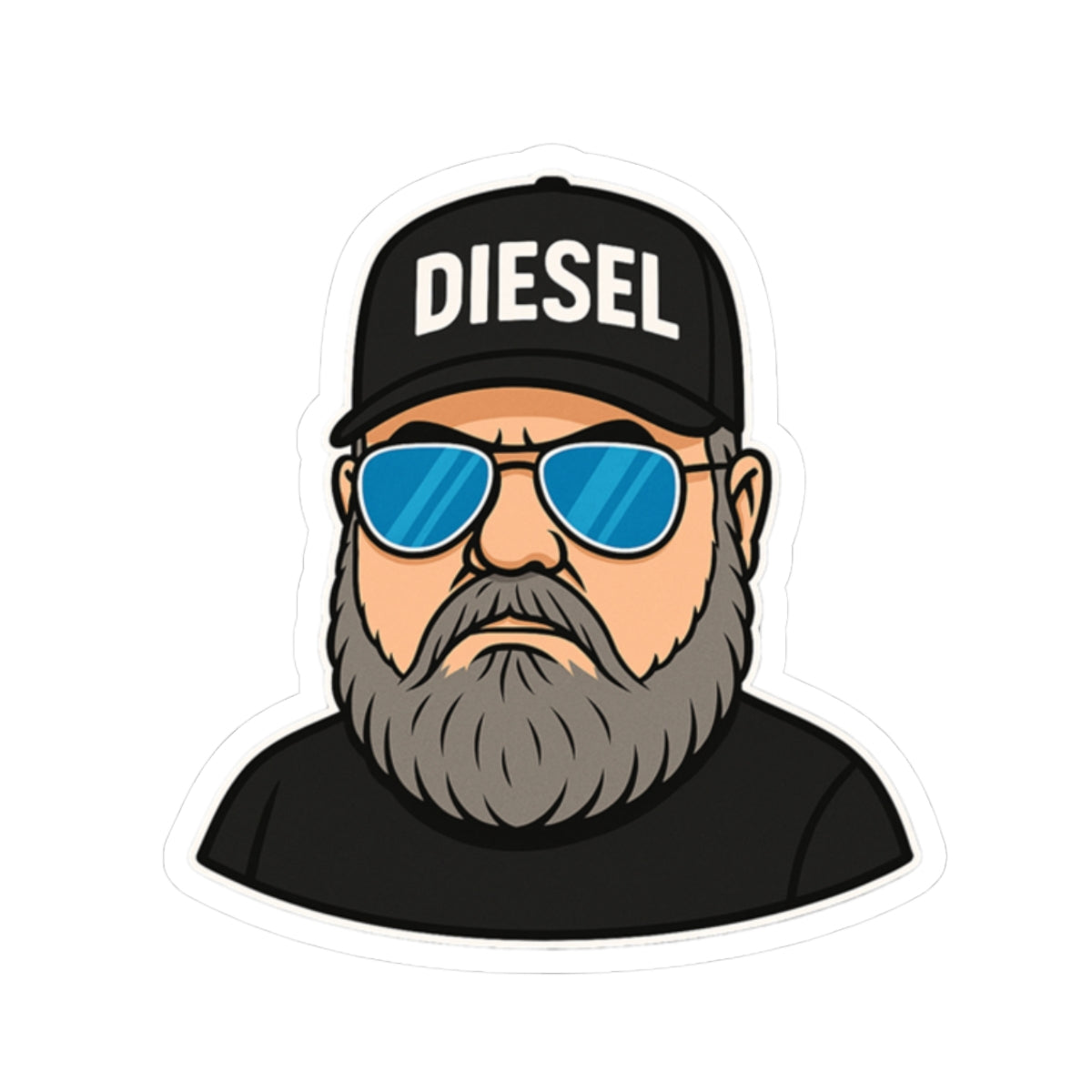 Built for the bold and made for the road, this premium DIESEL kiss-cut sticker features a rugged bearded outlaw character rocking the signature DIESEL cap and blue shades. Perfect for truckers, bikers, country rebels, hardworking dads, and anyone living t