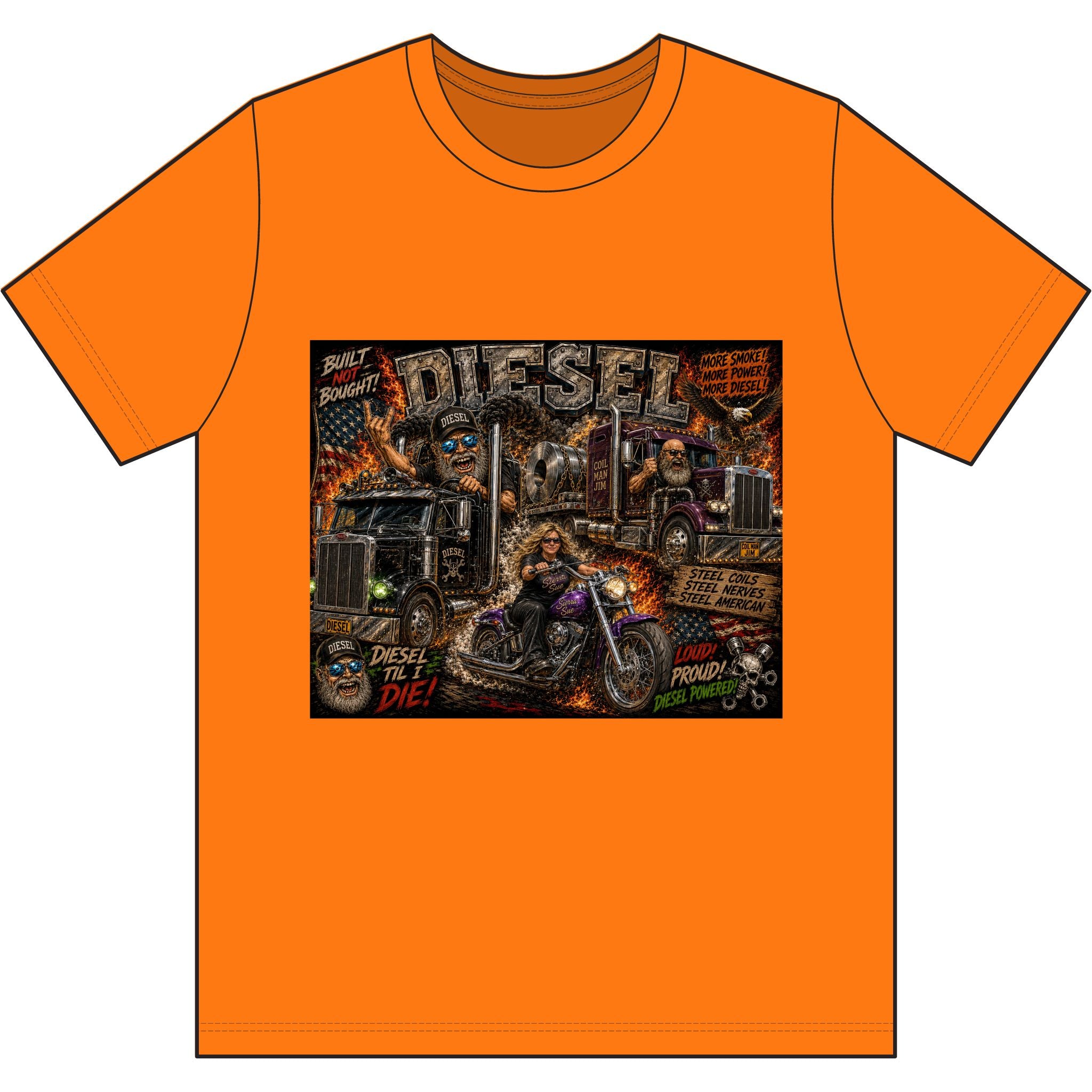 Diesel – Steel, Smoke & Freedom | Trucker & Biker Graphic T-Shirt