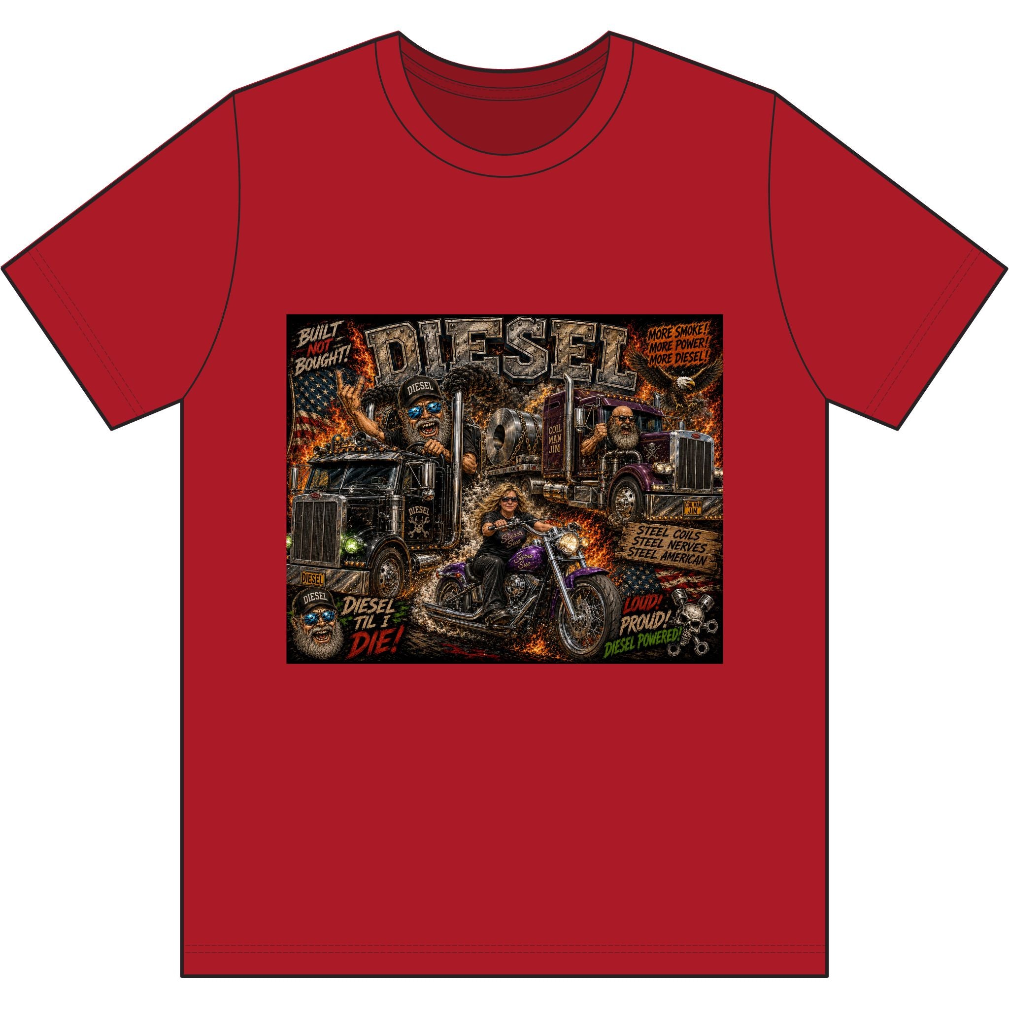 Diesel – Steel, Smoke & Freedom | Trucker & Biker Graphic T-Shirt