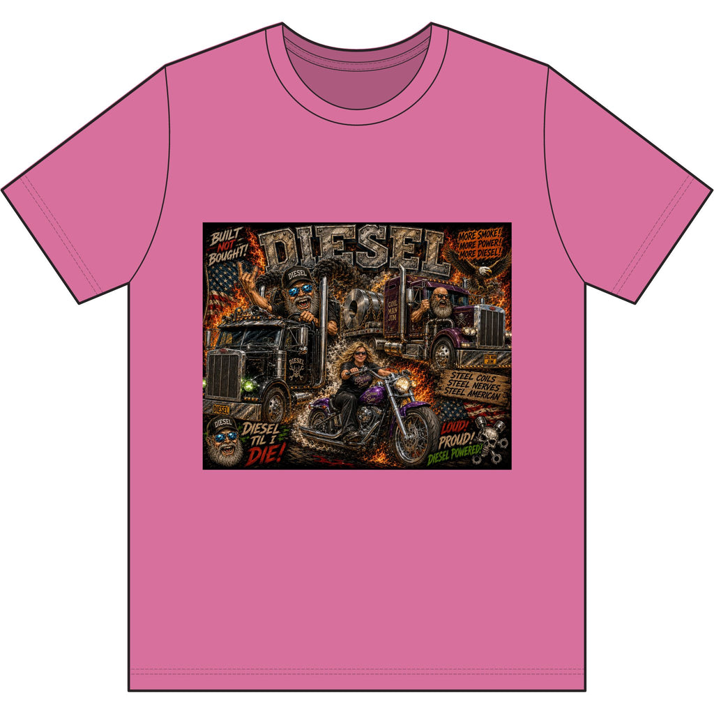 Diesel – Steel, Smoke & Freedom | Trucker & Biker Graphic T-Shirt