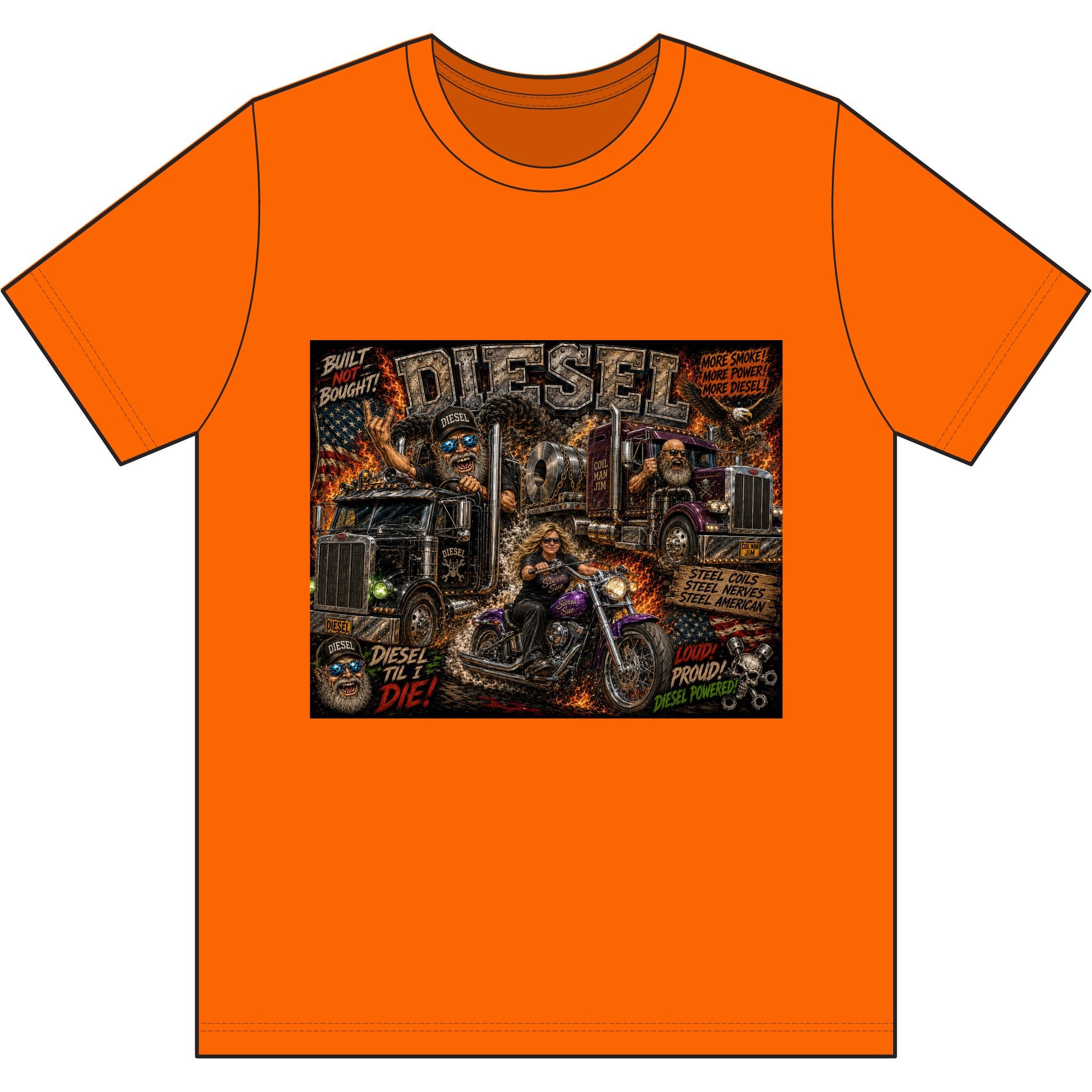 Diesel – Steel, Smoke & Freedom | Trucker & Biker Graphic T-Shirt