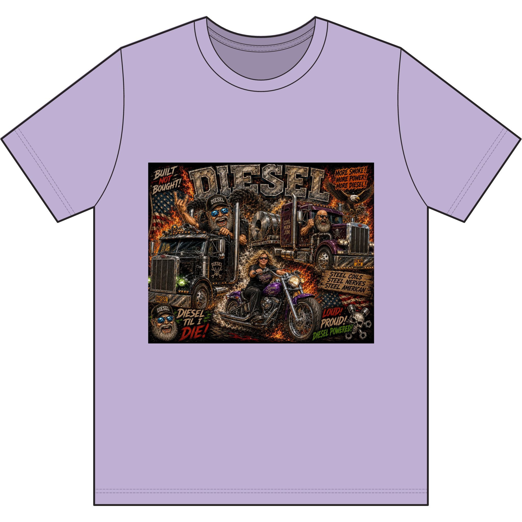 Diesel – Steel, Smoke & Freedom | Trucker & Biker Graphic T-Shirt
