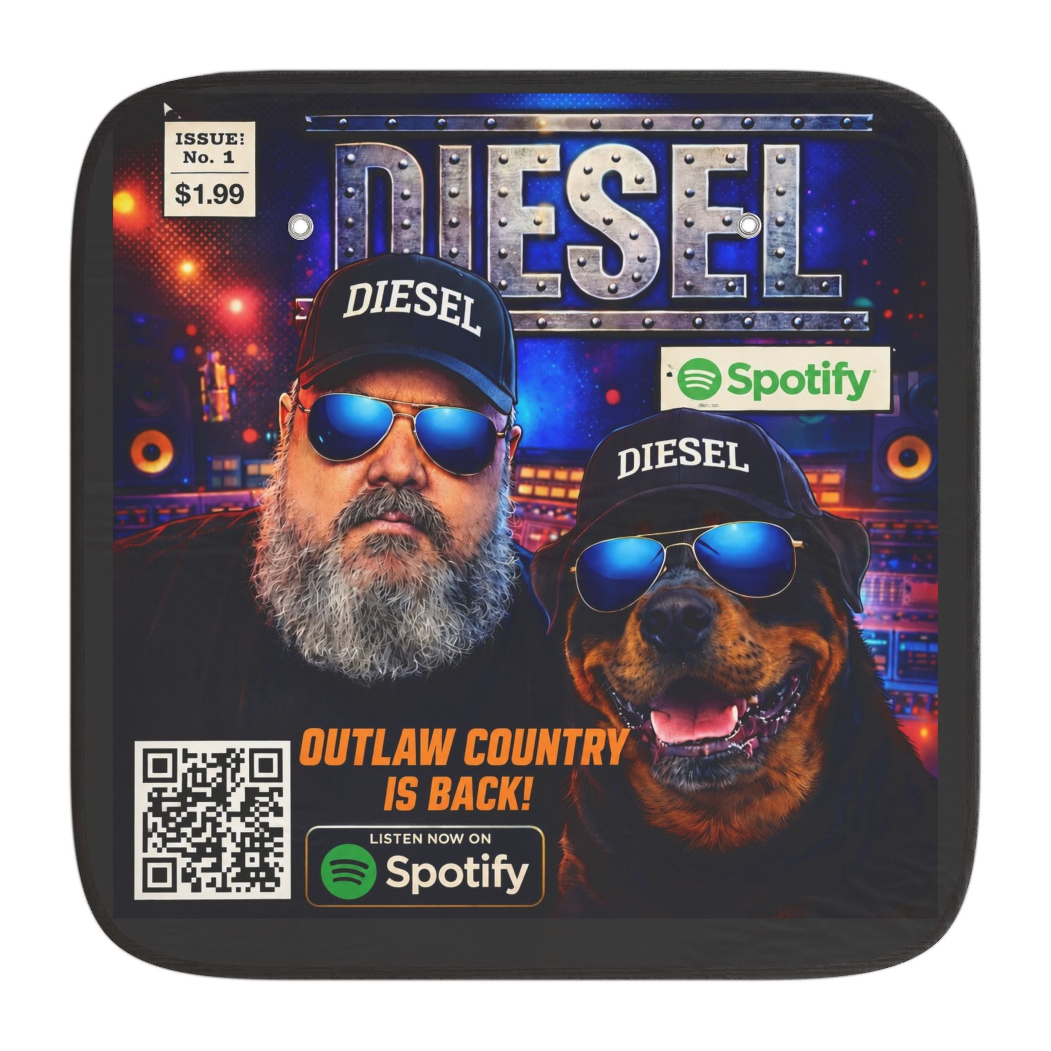 DIESEL Nation Windshield Sun Shade – Outlaw Country Artwork – UV & Heat Protection for Cars, Trucks & SUVs